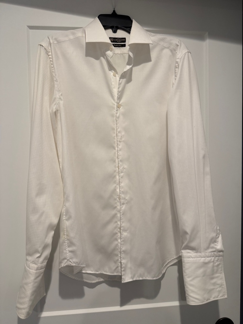 Corneliani White Textured Wrinkle-Free Dress Shirt